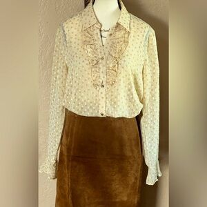 Muse Ruffled and Embroidered Blouse